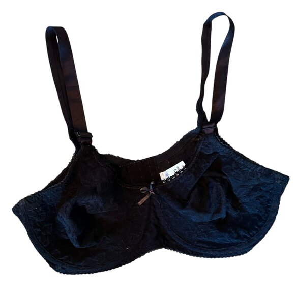 Vintage Bali Floral Black Lace Lingerie Underwire Bra 38C - Picture 1 of 7